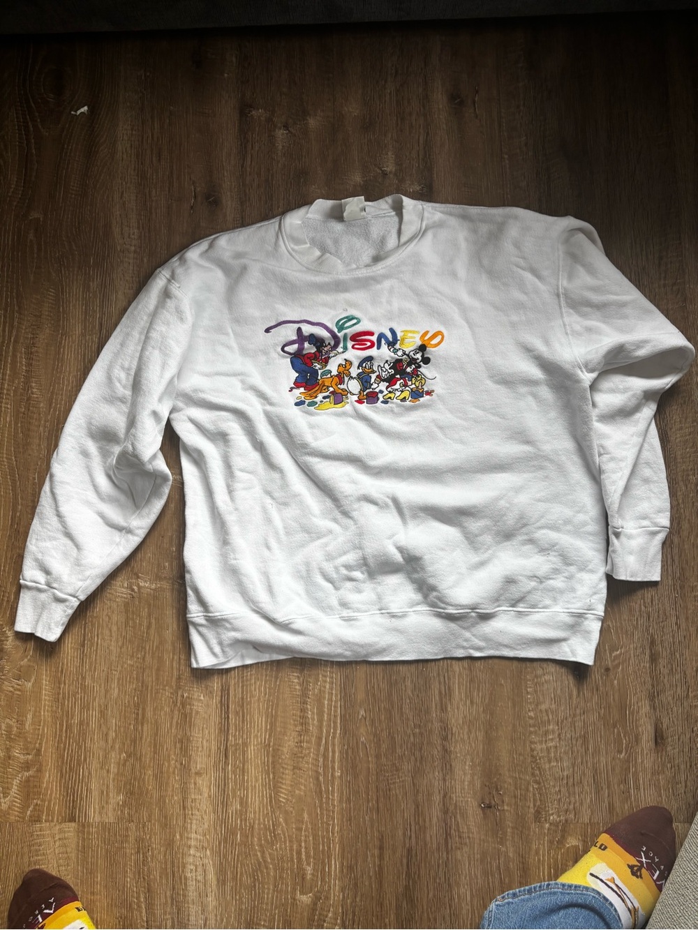Vintage 90s Disney Sweatshirt with Embroidered Characters Painting Logo, Size XL